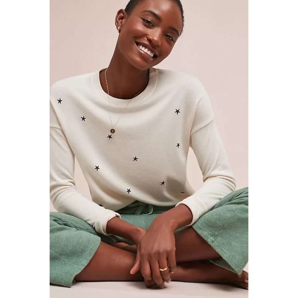 Sundry x Anthropologie Star & Heart Sweatshirt In Tan Size 1 / Small